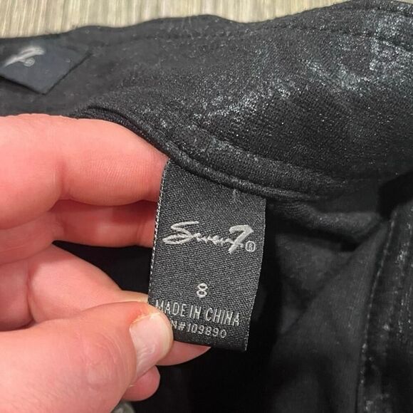 Seven7 Baroque Skinny Pants Mid-Rise Faux Leather Floral Preppy Black Size 8 - Picture 6 of 10